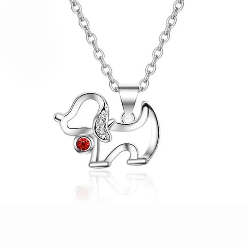 Everoyal Мода 925 пробы серебро Цепочки и ожерелья для Для женщин аксессуары Симпатичные Циркон ожерелье с подвеской для собак женских