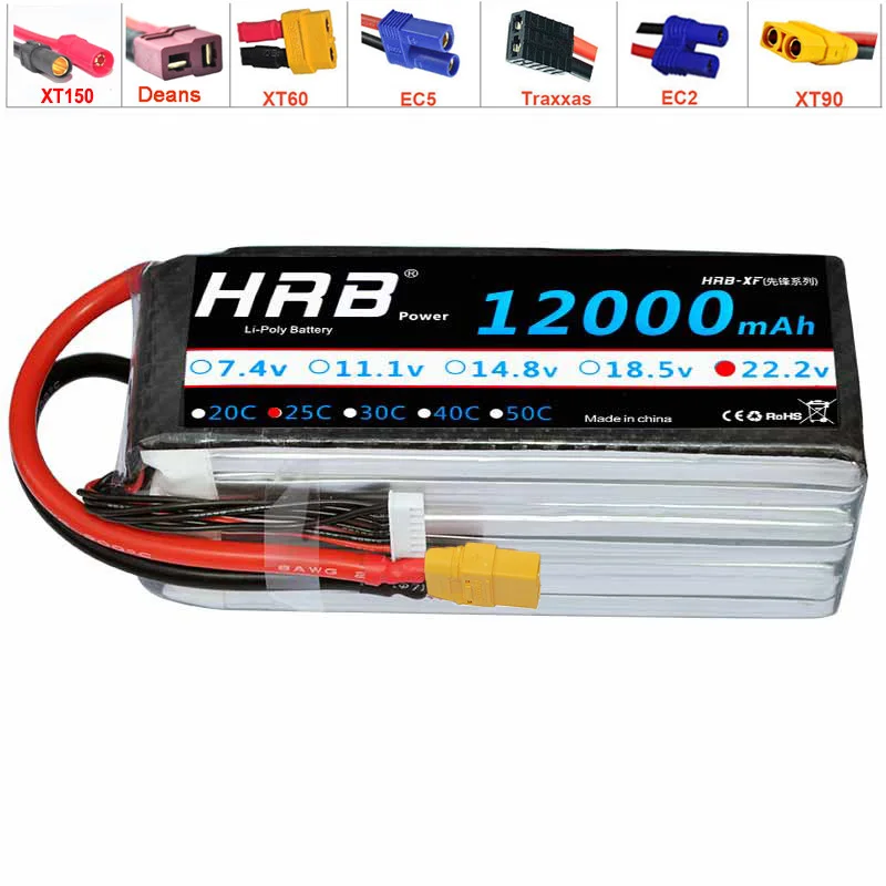 Аккумулятор hrb lipo 12000mAh 7,4 V 11,1 V T Dean 14,8 V 18,5 V 22,2 V 2S 3S 4S 5S 6S 25C RC вертолет самолет БПЛА SJI S1000 S800 запчасти