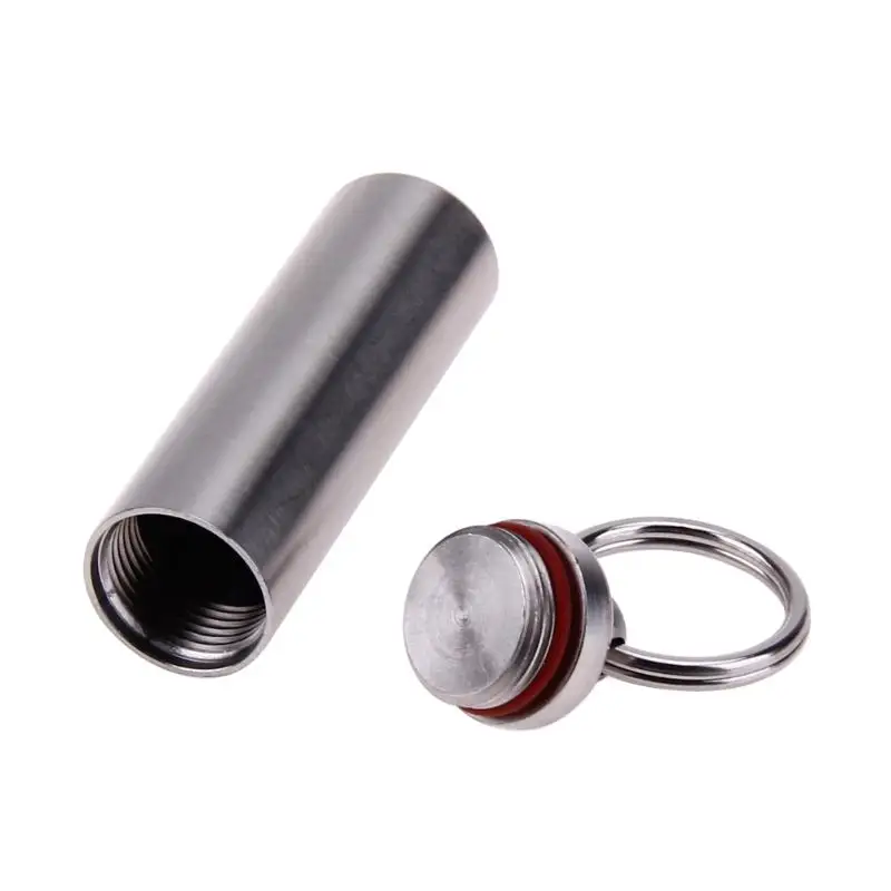 Stainless Steel Waterproof Pills Box Container Aluminum Medicine Bottle Keychain Drug Holder Personal Health Care