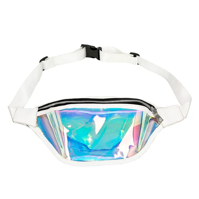 Chic Clear PVC Laser Hologram Reflective Fanny Pack Women Zipper Waist Bag Transparent Punk Holographic Belt Bag
