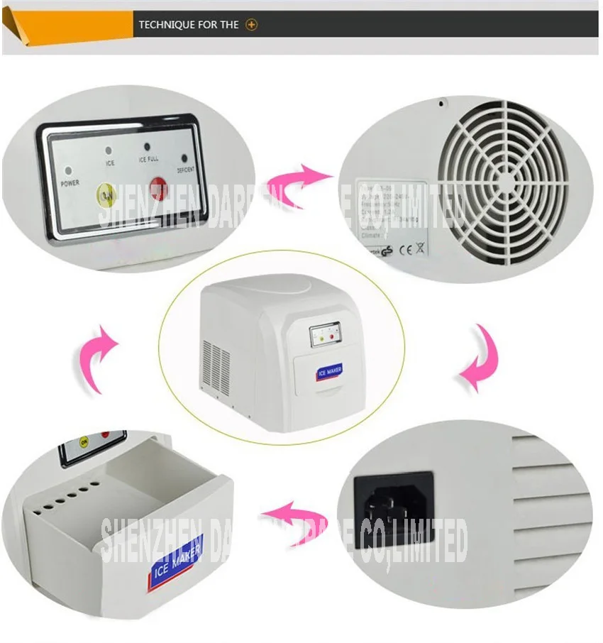 ZB-09 льда 15 кг мелкие бытовые льда 0.8 кг емкость хранения льда коктейль машина 220 В 105 Вт 12-15 кг/24 ч