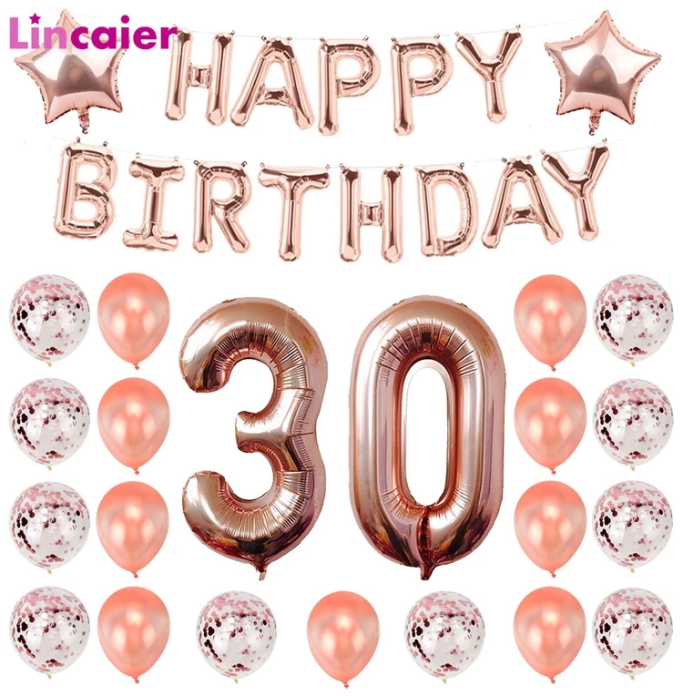 Lincaier 32 дюйма 62 см 30 день рождения воздушные шары счастливые 30 лет вечерние украшения для мужчин и женщин