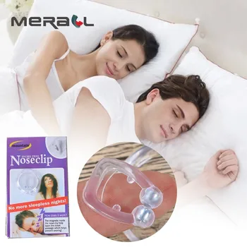 

1ps Silicone Magnet Nose Clip Stop Snoring Dilatador Nasal Anti Snore Solution Breathing Aids For Sleep Breathe Strip Box