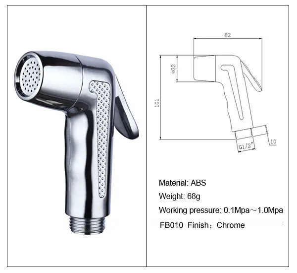 Bathroom ABS Chrome Hand Held Bidet Toilet Shattaf Kit Sprayer Shower Set G1 2 Brass T