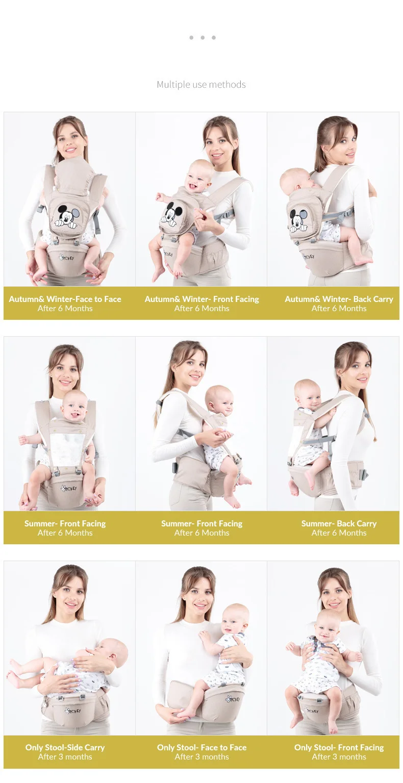 Disney Baby Carrier Удобная Передняя облицовка многофункциональное приспособление для переноски слинг для младенцев Рюкзак-кенгуру мешочек аксессуары для упаковки