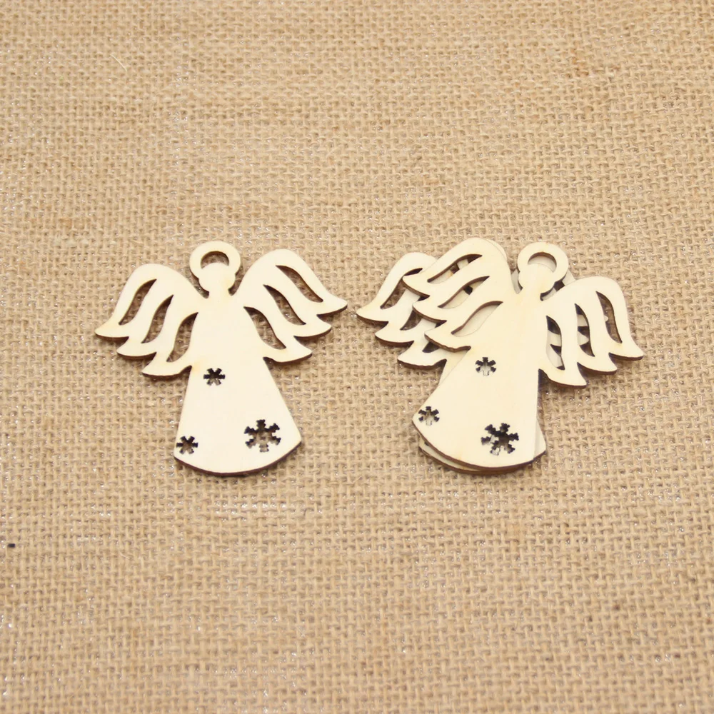 (50pcslot) 65mm unfinished unpaid 3 style wood angel rustic tags Christmas decor gift hanging tags1