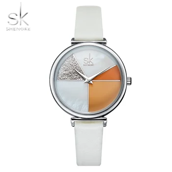 

Shengke 2019 Women Fashion Watch Creative Dial Lady Leather Strap Quartz Clock Ladies Watches Top Brand Luxury SK Women's Watch