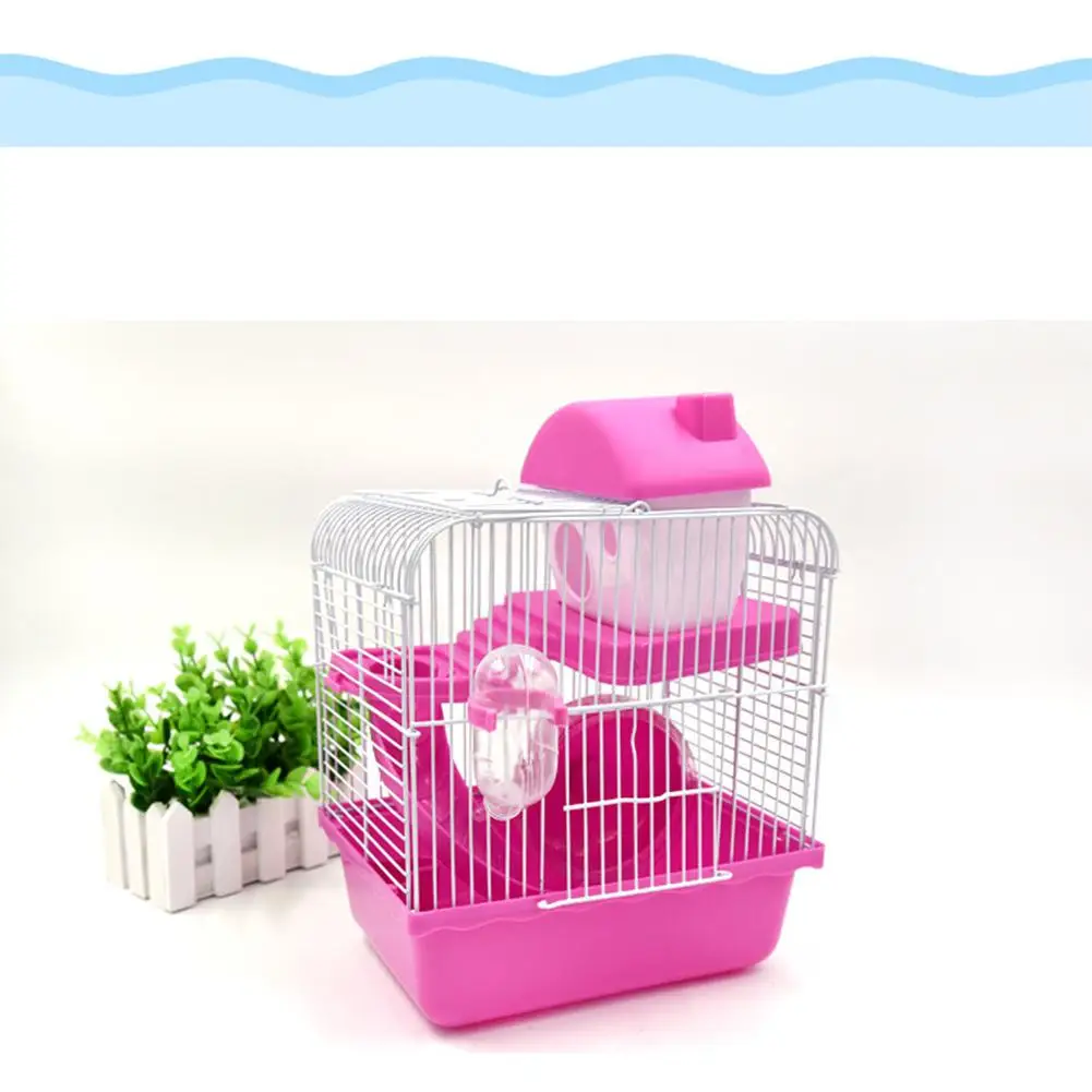 Yfashion Hamster Cage Hamster Cage Hamster Cage Castle Cage Double-deck Hamster Cage Cage with Cabin 23*17*30 cm