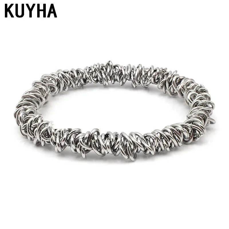 

Stainless Steel Chain Link Silver Charm Stretch Bracelet Fashion Elastic Stretchy Bangle Bracelets for Women