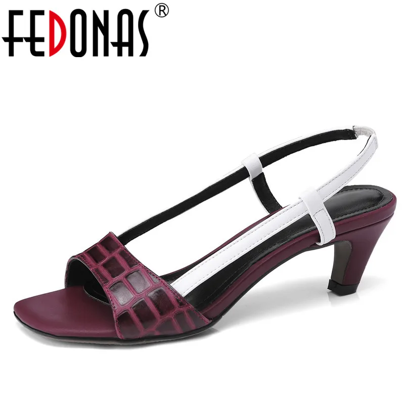 

FEDONAS 2018 Women Sandals High Heeled Genuine Leather Shoes Woman Female Sexy Buckles Wedding Party Ladies Sandals Women