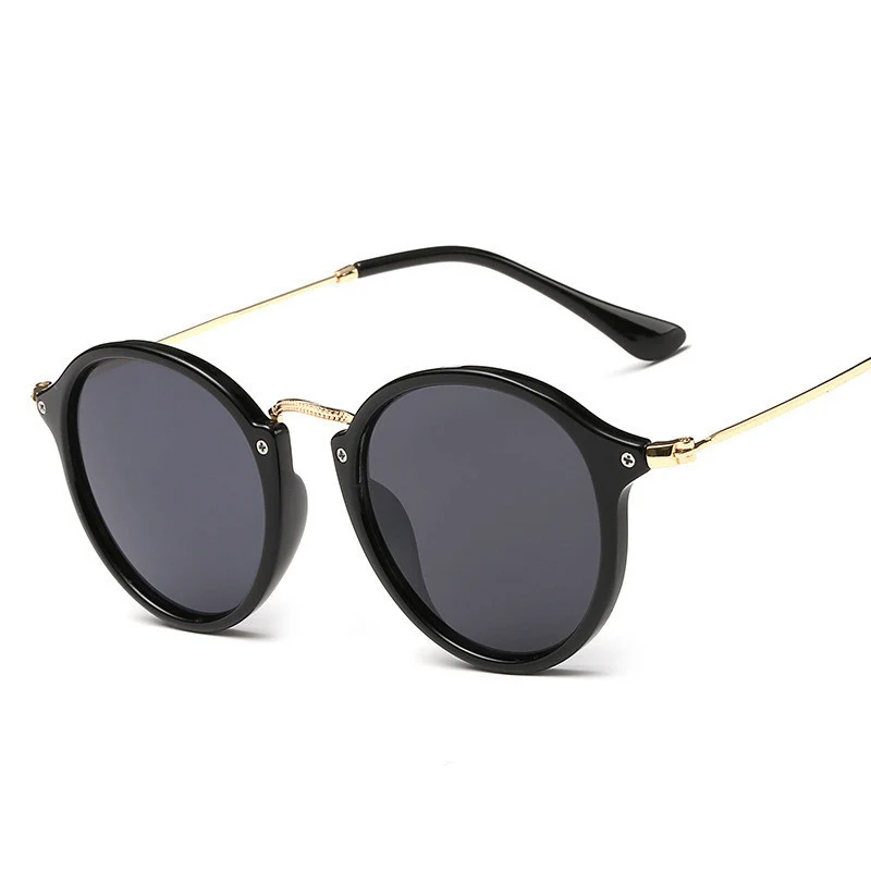 

2019 New fashion Round Sunglasses Men Women Luxury Mirror black vintage For Women Small lens Sun Glasses Metal Retro Female