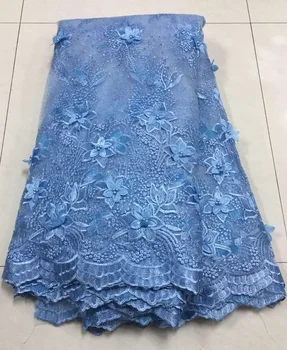 

3D Flower High Quality Lace Fabric, African Lace Fabric Blush Pink, Applique Embroidery Lace Fabric for Dresses ZA35-21