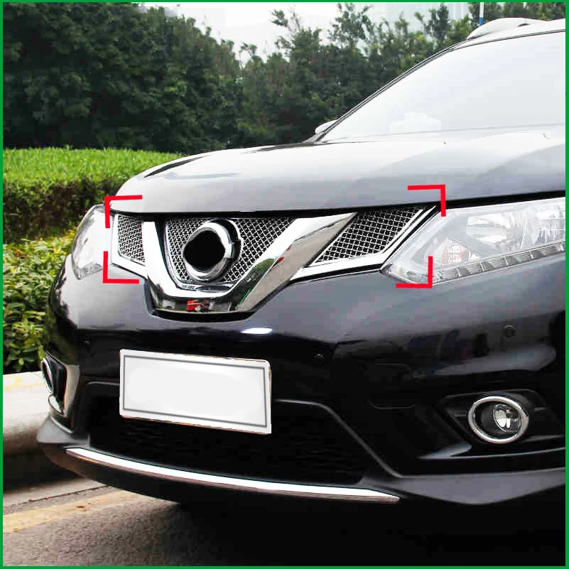 

3PCS For Nissan X-Trail x trail T32 / Rogue 2014 2015 2016 Honeycomb Style Front Grille Grill Bezel Cover Cap Trim Car-styling