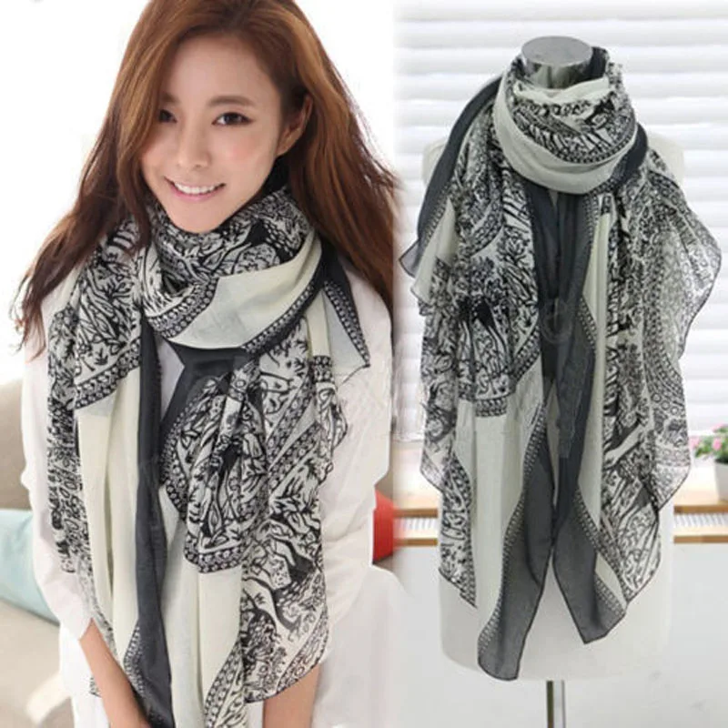 Elegant Vintage Women Lady Soft Long Neck Large Scarf Wrap Shawl Scarf