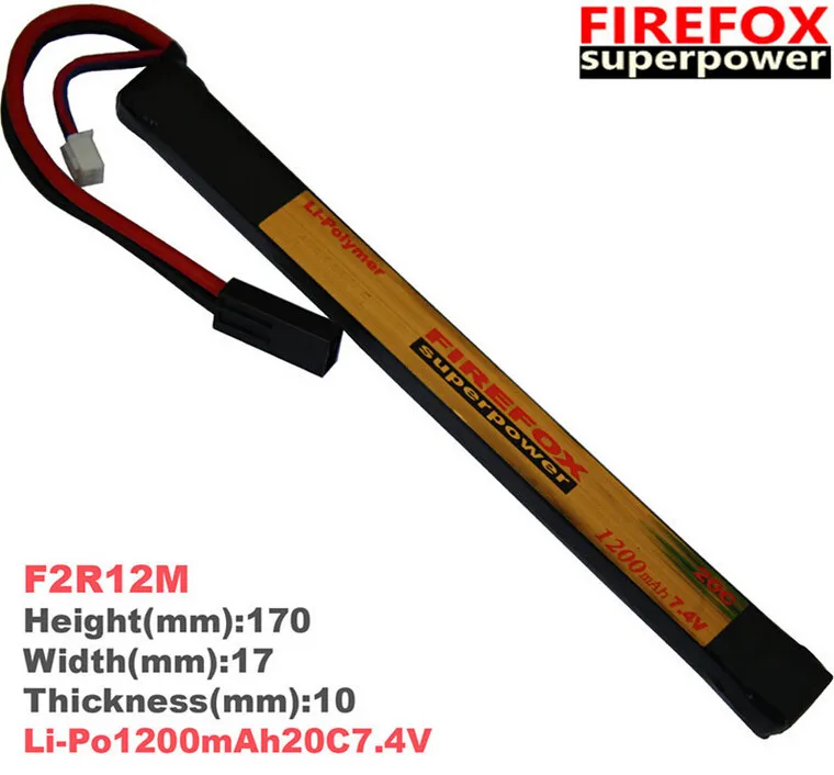 1 шт. FireFox 7,4 в 1200 мАч 20C Li Po аккумулятор AEG 170 мм x 17 мм F2R12M Прямая поставка