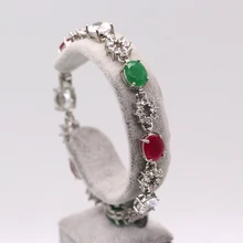 Модные украшения простой зеленый и красный AAA+ циркон белого золота цвет браслеты для женщин подарок ювелирные изделия