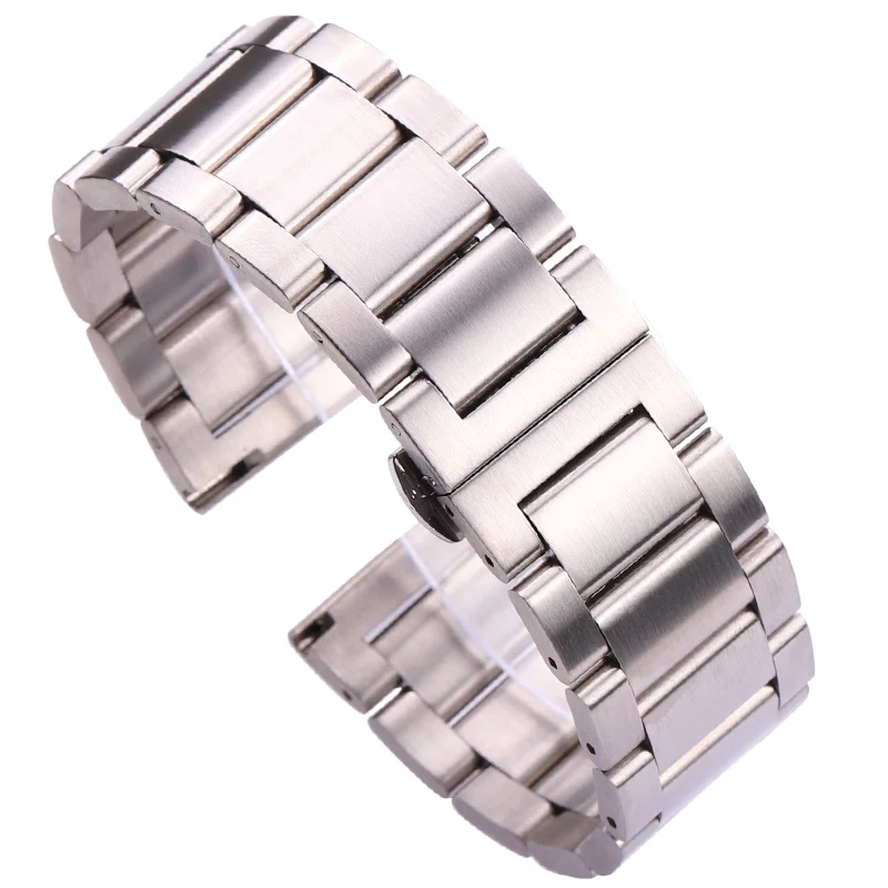 Stainless Steel Watch Bracelet 18 20 21 22 23 24mm Blue Silver Metal Watchbands Strap Fold Deployment Clasp