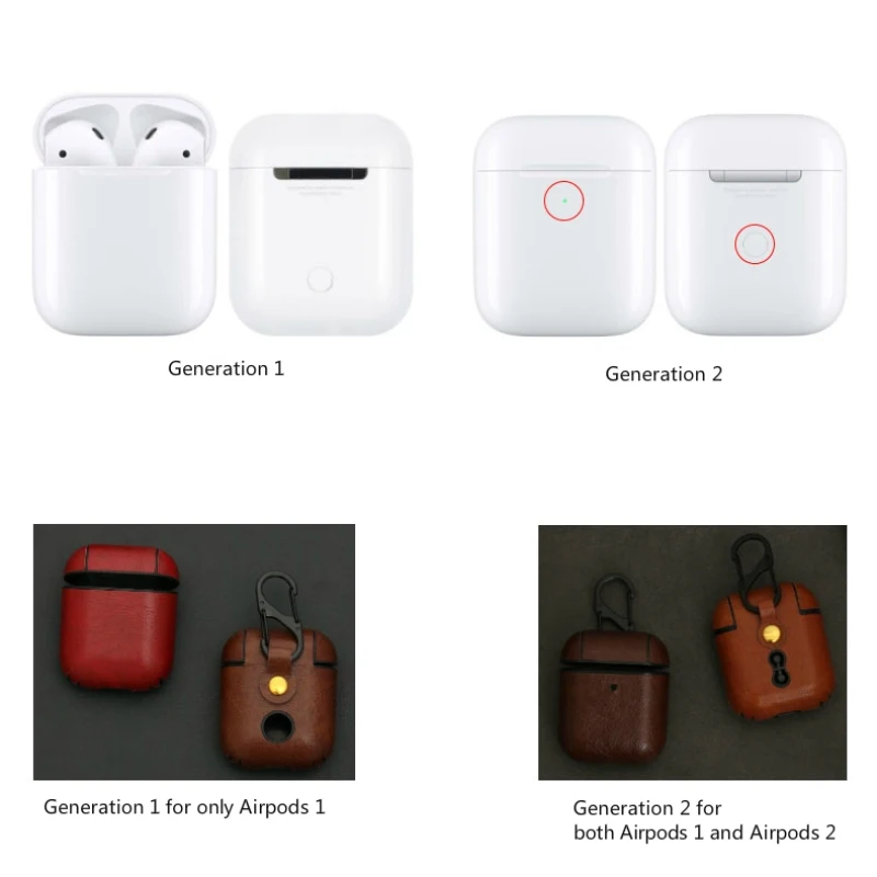 

Airpods Case For Apple Airpod 1 Airpod 2 Strap Leather with Buttons Headphone Case Earphone airpods leather case dropshipping