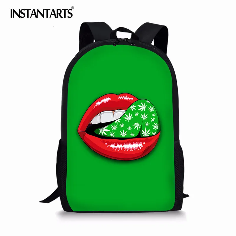 INSTANTARTS Sexy Red Lip Printing Casual Backpack Lucuxy Brand Girls