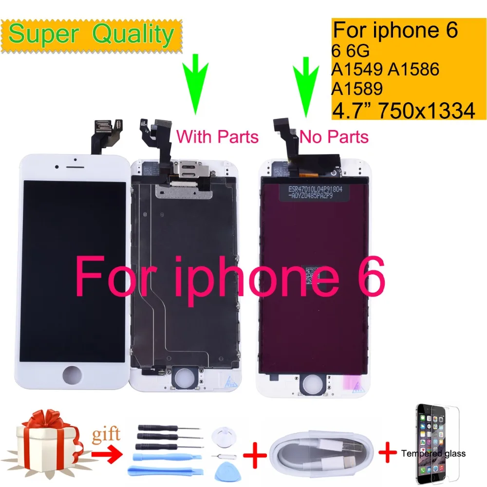 

For Apple iphone 6 Full LCD Display Touch Screen Digitizer Panel Pantalla monitor LCD Assembly Complete A1549 A1586 With Parts