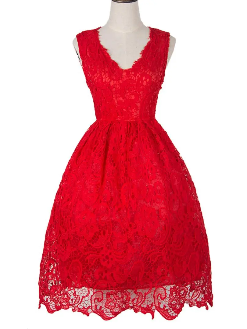 robe de soriee Lace Cocktail Dresses Green/Black/Red/Gray V neck