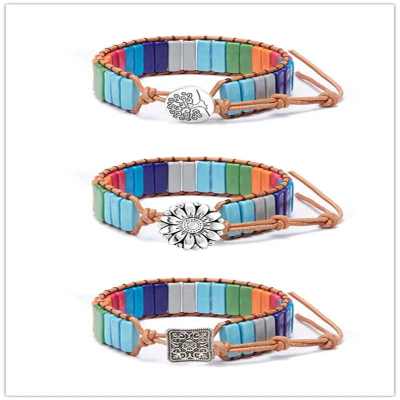 

Fashion 7 Chakra Reiki Healing Leather Wrap Bangles Bracelet for Women Heart Tree of Life Yoga Adjustable Jewelry Accessories