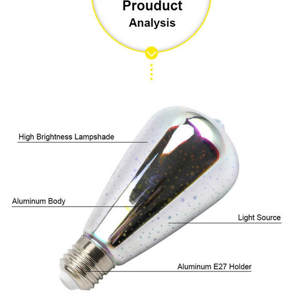 Светодиодный светильник лампы 3D украшения лампы 110V 220V ST64 G95 G80 G125 A60 E27 праздничный светильник s Новинка Рождество светодиодные лампы