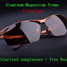Мужские поляризованные солнцезащитные очки из алюминиево-магниевого сплава, зеркальные Мужские солнцезащитные очки для вождения