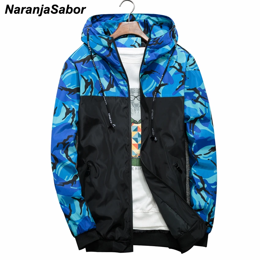  NaranjaSabor Spring Autumn Men's Jackets Camouflage Military Hooded Coats Casual Zipper Male Windbr