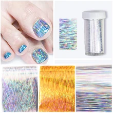 

1Roll Laser Stripe Starry Sky Nail Foils 4*70CM Gold Silver Holo Nail Transfer Stickers Decals Manicure Nail Art Decorations