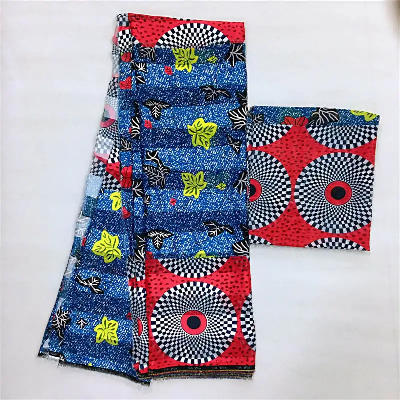 

DF!2019 Popular Wax fabric Top Quality Vintage Silk wax cloth African Wax Prints Fabric 4+2yards/lot for Party Dress ! L42386