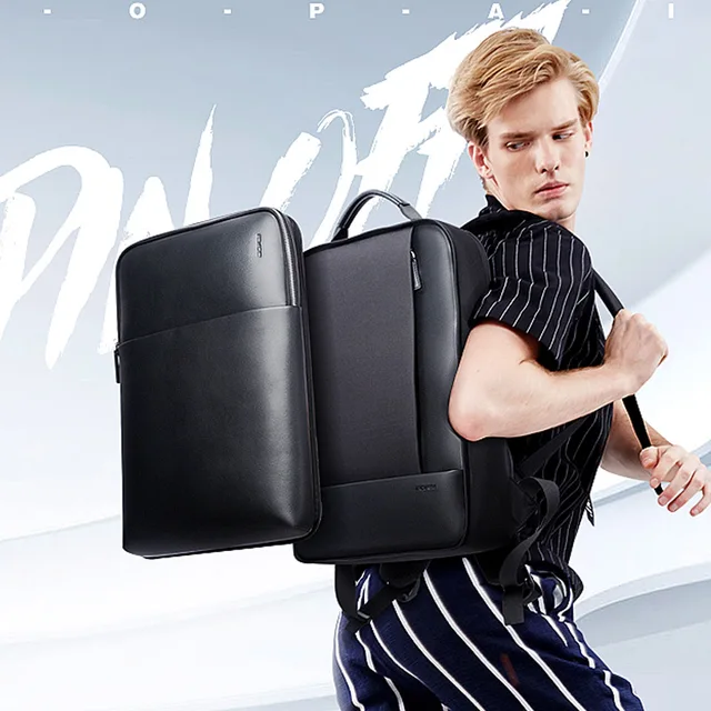 BOPAI Detachable 2 in 1 Backpack USB External Charge Laptop Backpack Shoulders Anti-theft Backpack Waterproof Backpack for Men Black