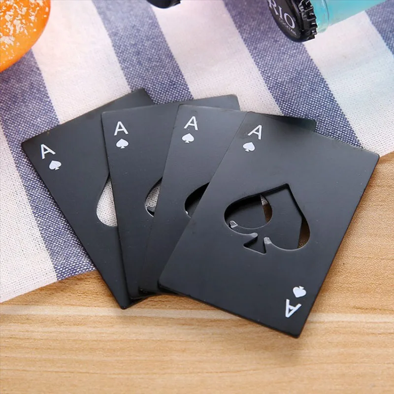 Portable Stainless Steel Poker Playing Card A of Spades   Tool Soda Beer Bottle Cap Opener Gift   Bar Tools Kitchen