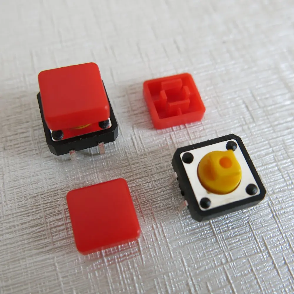 20 компл./лот B3F 4055 12x12x7 3 мм Кнопка с Красной Квадратной крышкой Tactile Tact mini Switch Taster