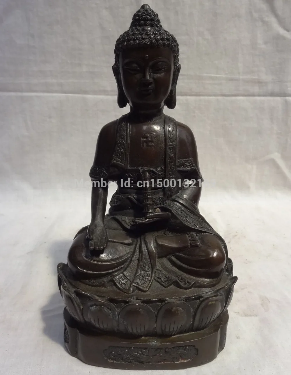 

xd 0022 10" Chinese Bronze Buddhism Lotus Shakyamuni Buddha Set Tibet Sakyamuni Statue