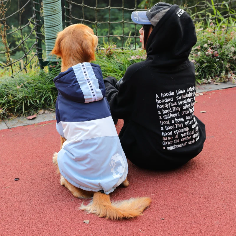 

Warm Winter Large Dog Clothes Labrador Husky Samoyed Dog Jacket Coat for Large Dogs Overalls Stripe Hood Fleece Inside