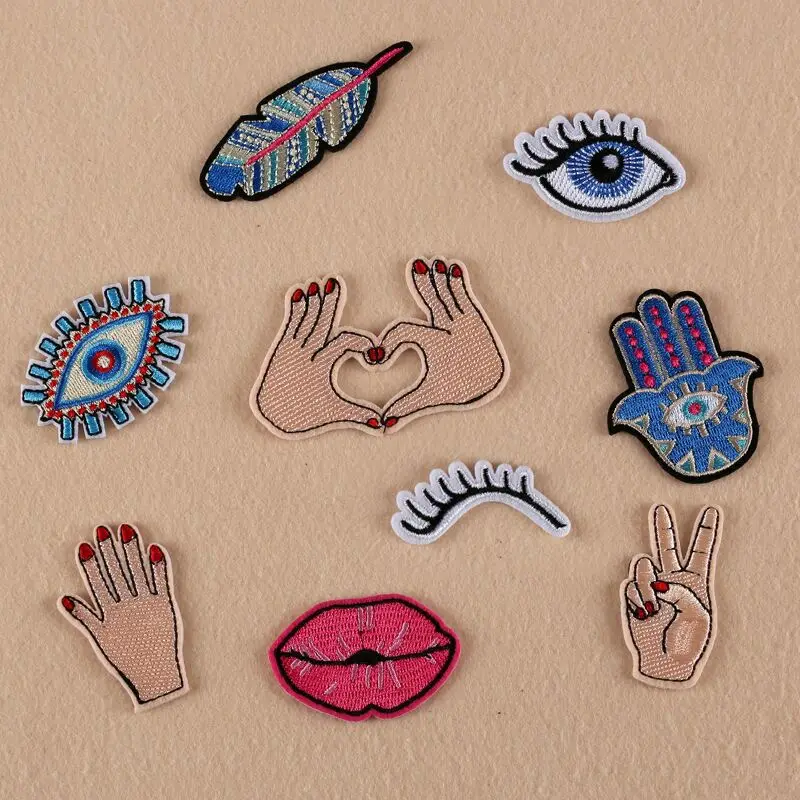 

Body Eye Hand Embroidered Iron Applique With Sexy Lip Patches For Jacket Pocket Garment Accessories DIY Fabric Stickers