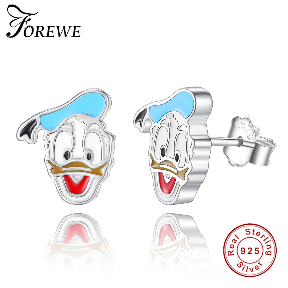 Forewe Populer 925 Sterling Silver Lucu Kartun Donald Bebek