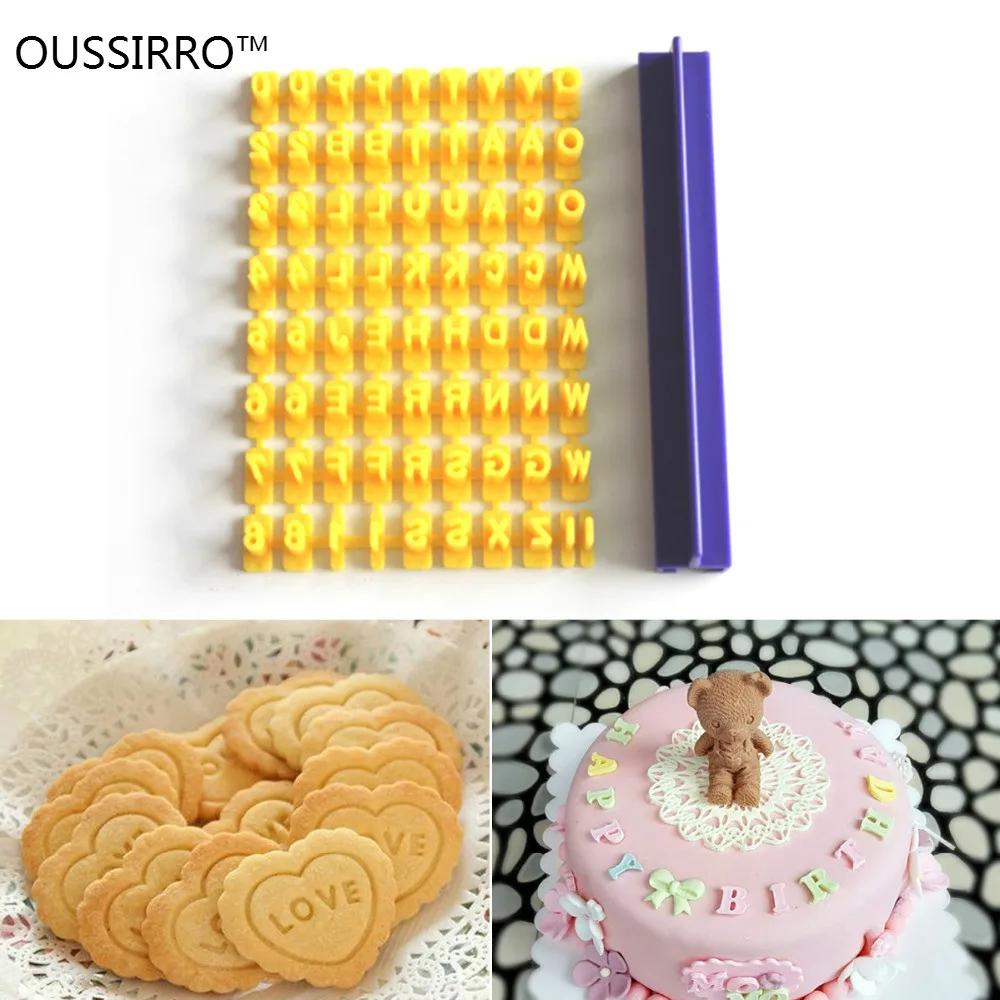 OUSSIRRO 1set Alphabet Number Cookies Biscuit Letter Stamp Embosser