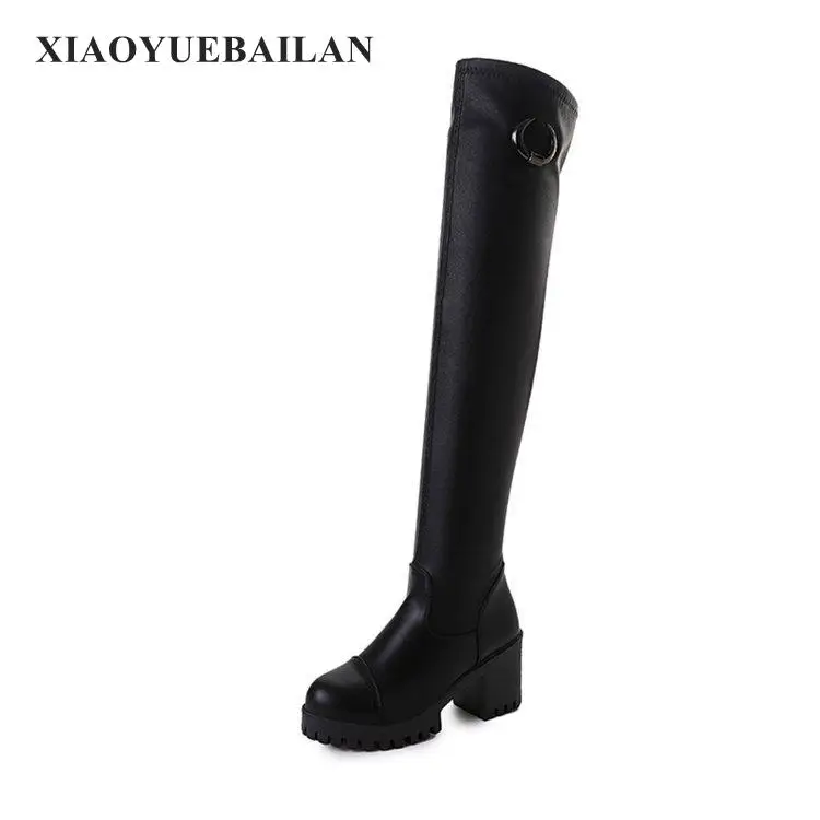 

2017 New Autumn And Winter Over The Knee Boots With Thick Ladies High-heeled Shoes High Sub Cylinder Elastic Leg
