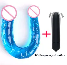 CPWD Double Dildo Realistic+Vibrator Crystal Jelly Long Penis Adult Sex Toys for Lesbian Female Masturbation Flexible For Couple