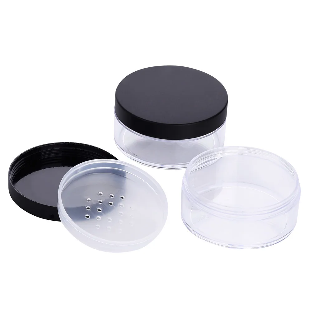 2 PCS 50g Plastic Loose Powder Jar With Sifter Empty Cosmetic Container