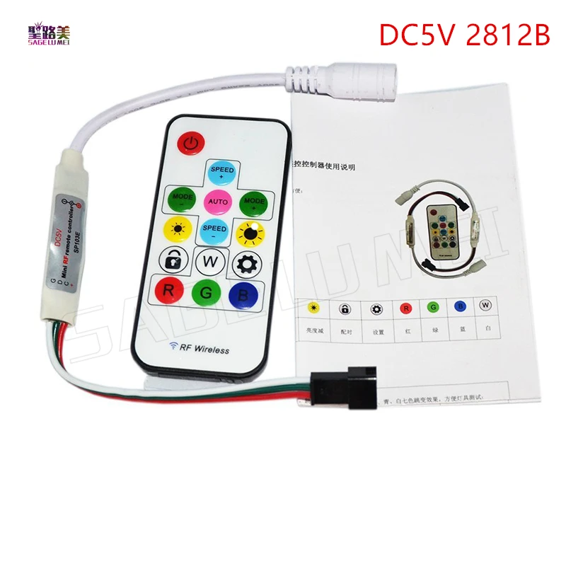 Sp103e DC5V WS2812B DC12V 2811 ws2801mini цифровой rgb Светодиодные ленты контроллер 14key rf Беспроводной удаленные 2048 Пиксели светодиодные полосы пикселей