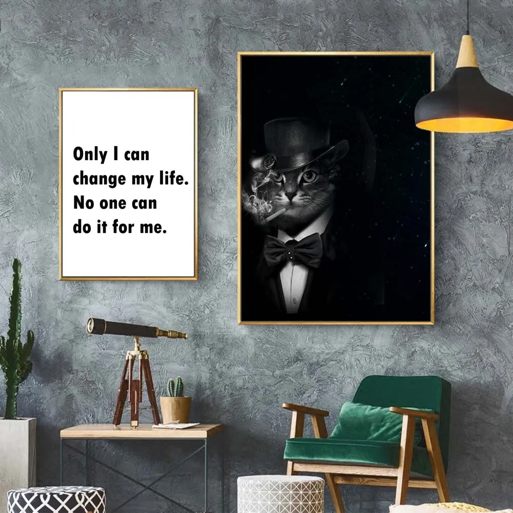 

Nordic Print Black And White Motivational Quotes Poster Mr Cat Mr Horse Wall Art Pictures Canvas Painting For Girl Home Decor