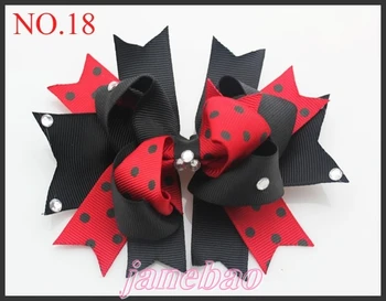

free shipping 120pcs 4'' stacked Boutique hair bows rhinestone Boutique Funky Hair Bow twist hair accessoriess
