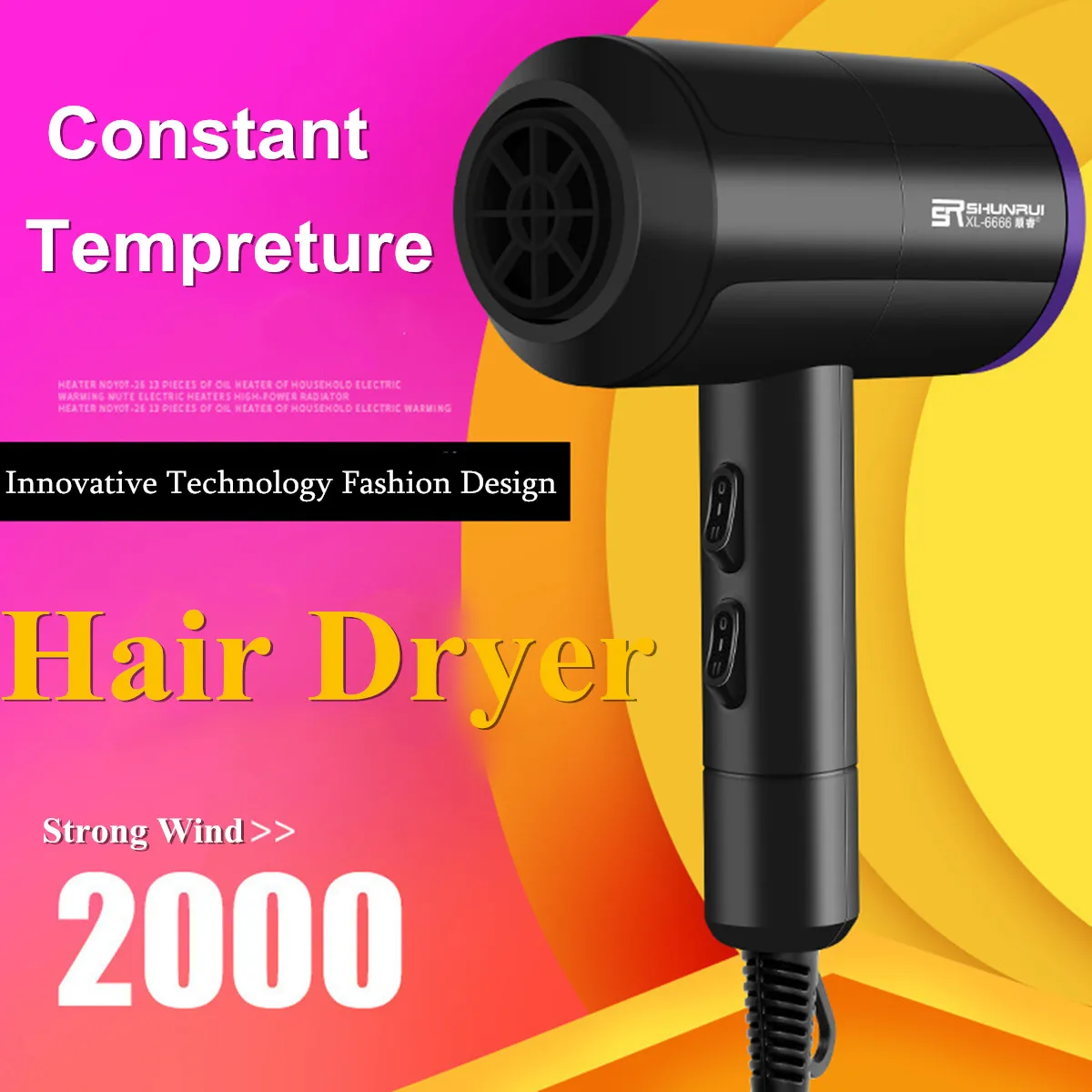 

2000W 220V US Plug Heat Professional Salon Anion Quick Hair Dryer Blower Five speed Switch Protection Power Quick Flameproof