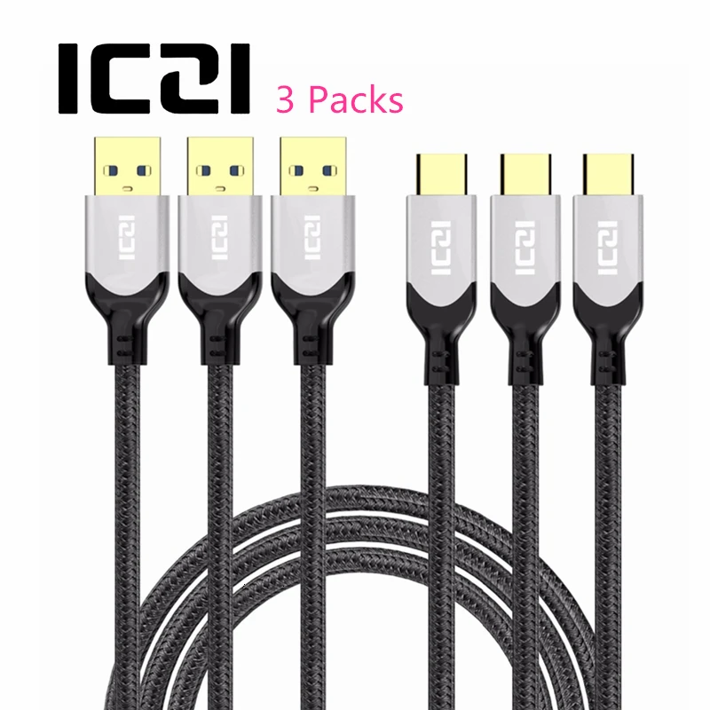 ICZI 3 حزمة USB C إلى USB 3.0 كابل 1 متر كبل مزامنة بيانات نوع C USB 3.0 سريع كابل شحن ل غالاكسي s8/S8 زائد/ملاحظة 8 هواوي