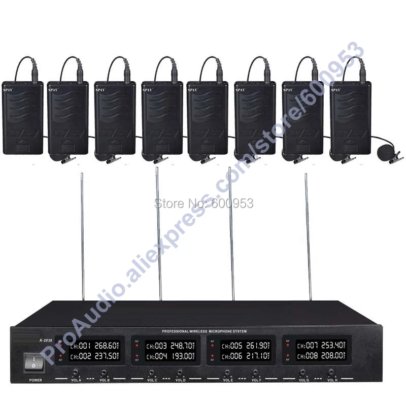 

MICWL 2018V High-End 8 Lavalier Cordless Wireless Karaoke Microphones System
