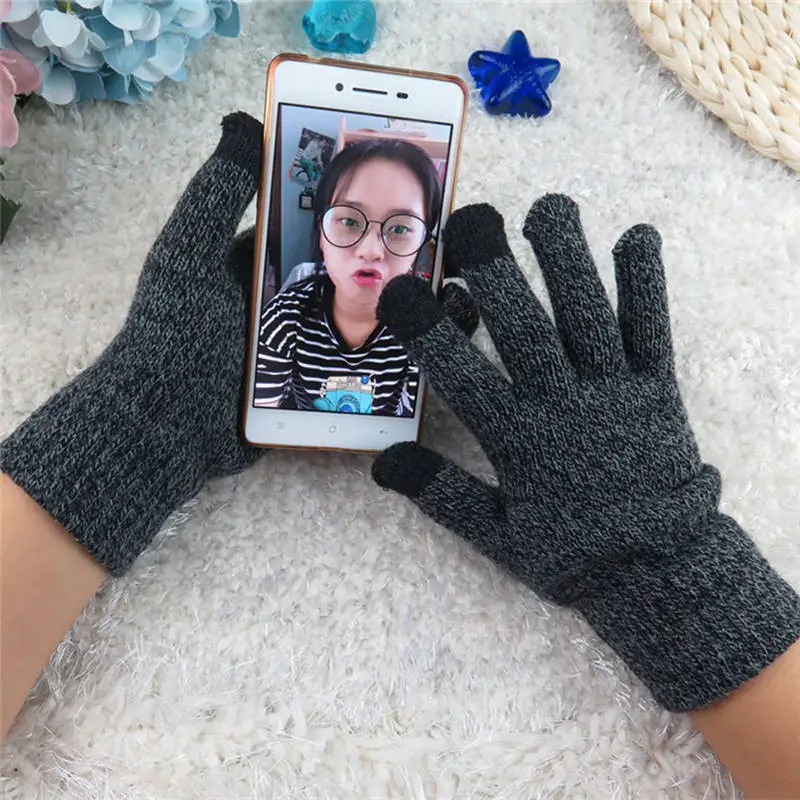 Многофункциональный вязаные, для экранов Зимние перчатки мягкие теплые варежки для iPhone стильный грелка для рук Зимние перчатки крючком Вязание P