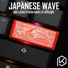 חידוש לזרוח דרך Keycaps ABS חרוט, ברק-דרך יפני גל שחור אדום עבור מותאם אישית מכאני מקלדת להיכנס 2.25u(China)
